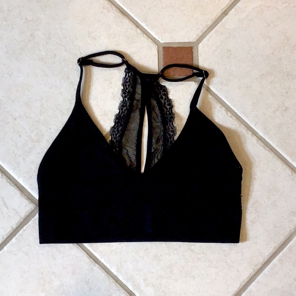 Midnight black lace back bralette